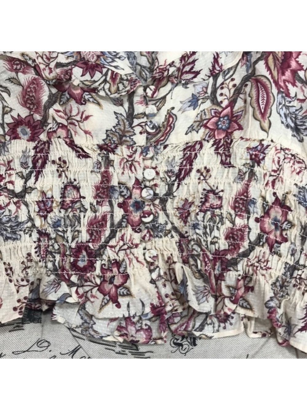 BCBGMAXAZRIA Floral-Print Flounce Blouse - Picture 5 of 8